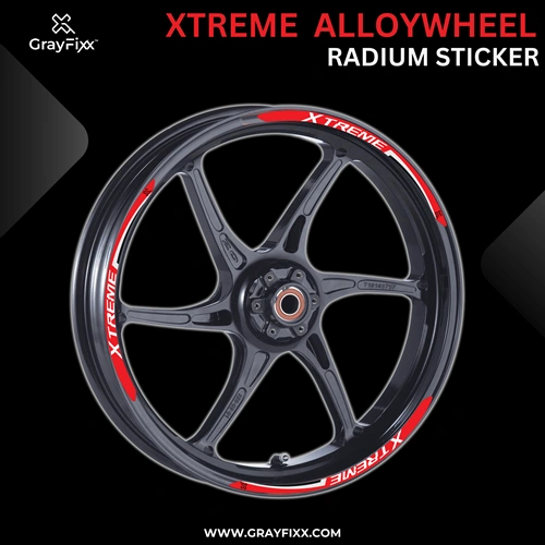 Alloy Wheel Radium Sticker for Xtreme | Made in Premium Radium with FPF (Fade Protection Film), Waterproof, Precut Sticker, Pack Of 12